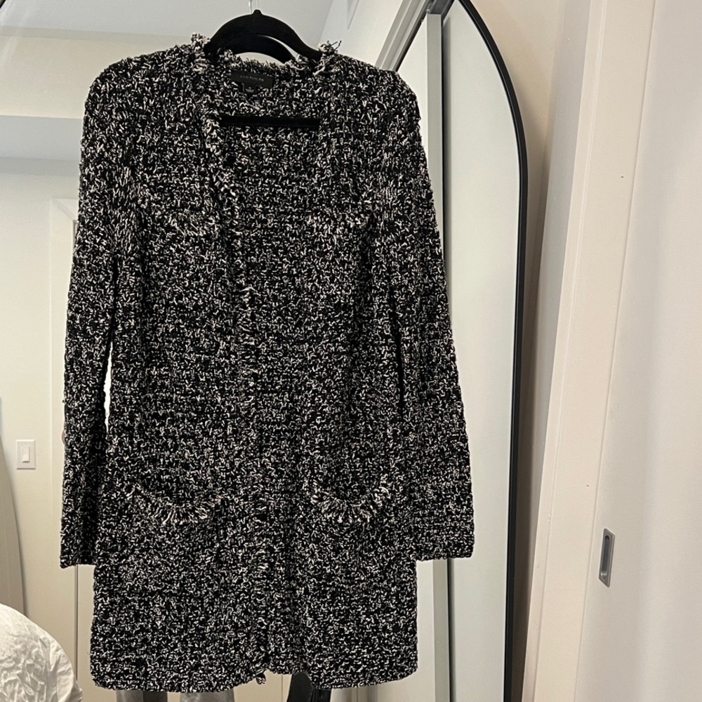 Ann Taylor Black and White Cardigan with Pockets